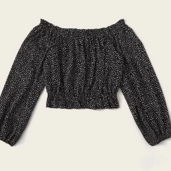 NEW Allover Print Frill Trim Bardot Blouse - Picture 2 of 8